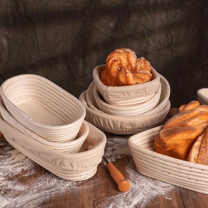 Round or Oval Banneton for Home Baker Bread Proofing Basket Natural Rattan Dough Fermentation Basket Bread Baking Tools