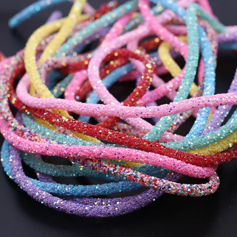 6mm 1yard or 10yards Length Glitter Sequins Rhinestones Soft Tube Cord Rope String for DIY Clothing Shoes Hat Jewelry Bracelet