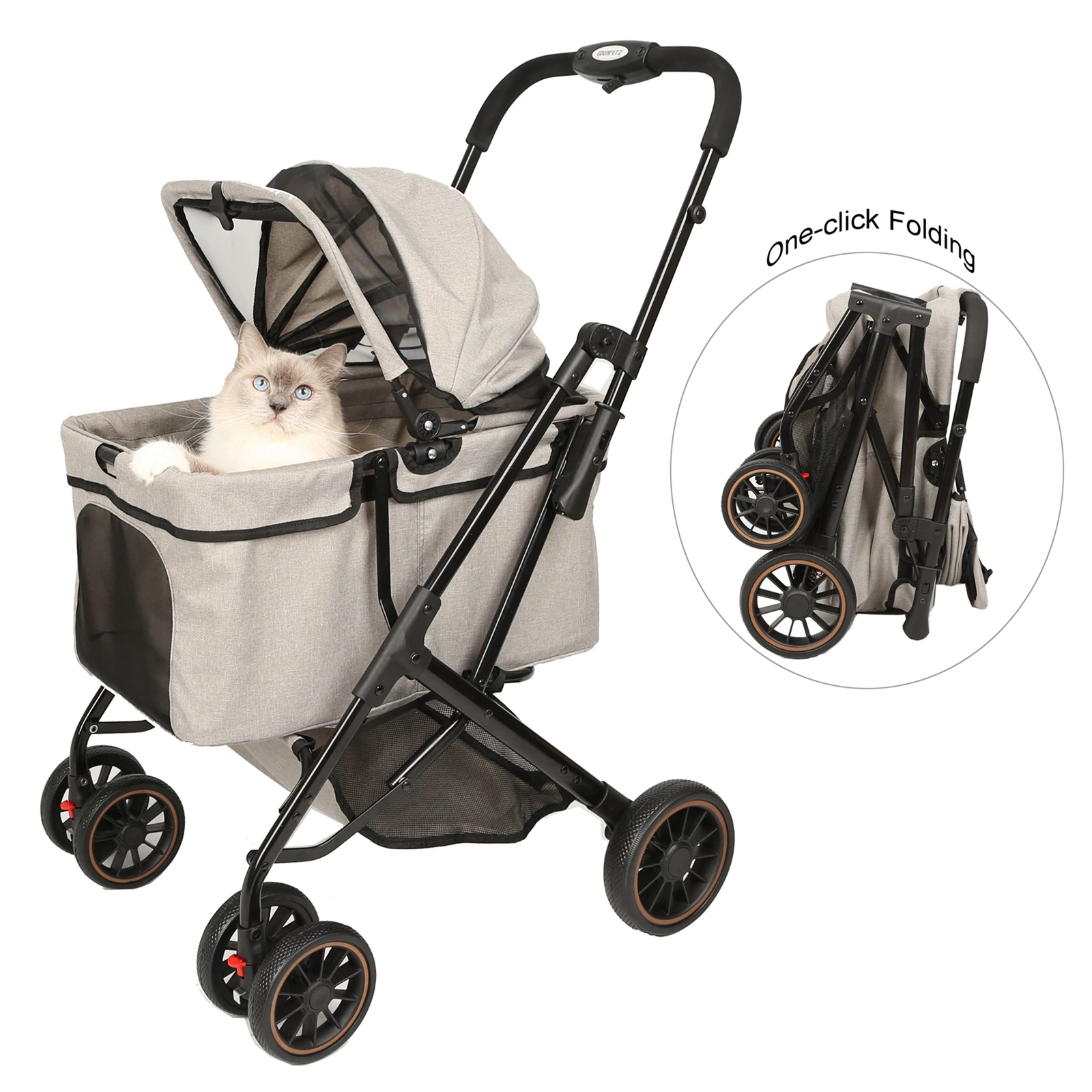 

EDENPETZ Large Pet Stroller Foldable Load15KG Light Weight Outdoor Dog Cat Cart Travel Trolley