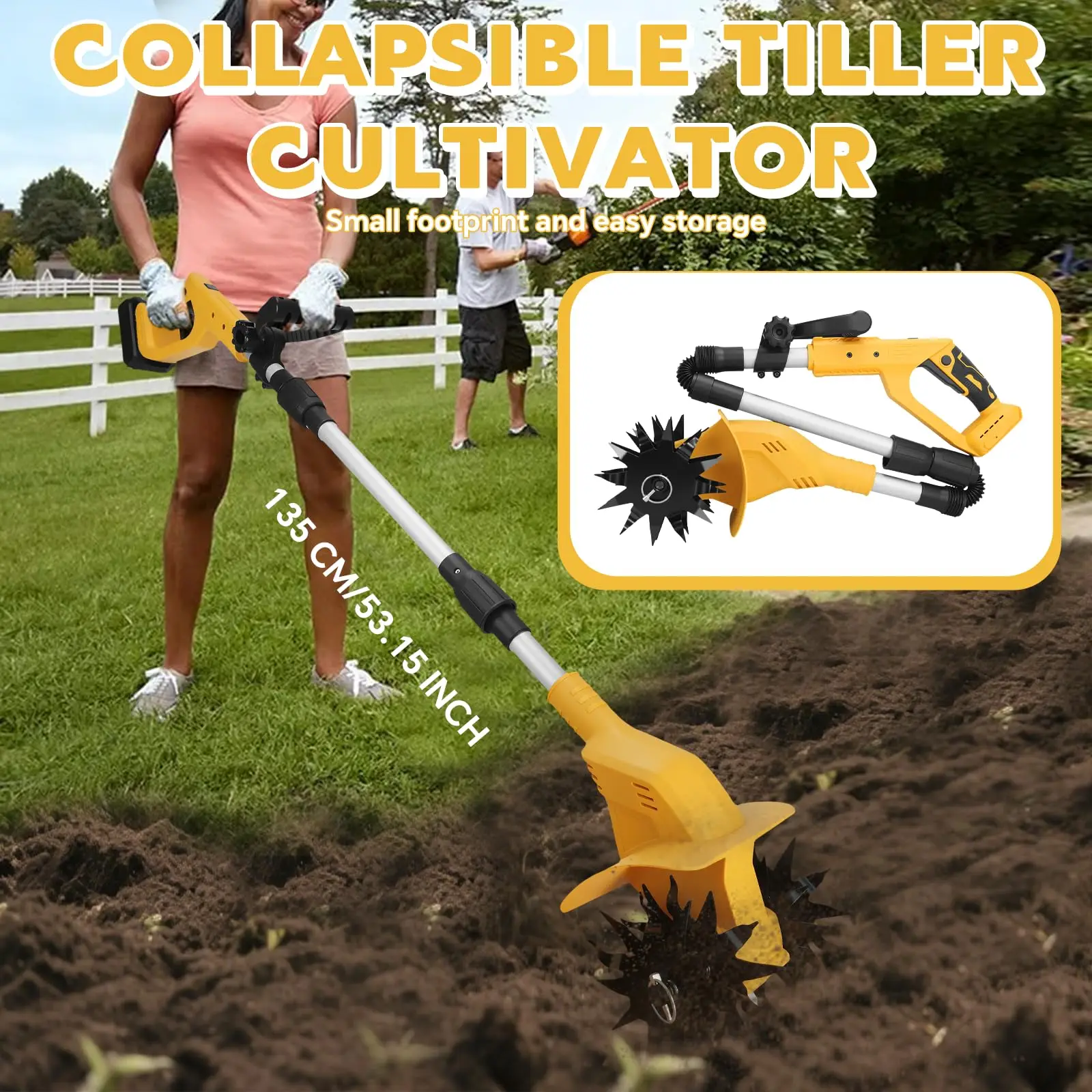 330RPM Brushless Cordless Tiller Cultivator Garden Lawn Soil Cultivation Gardening Tool Compatible with Dewalt 20V Battery view 5