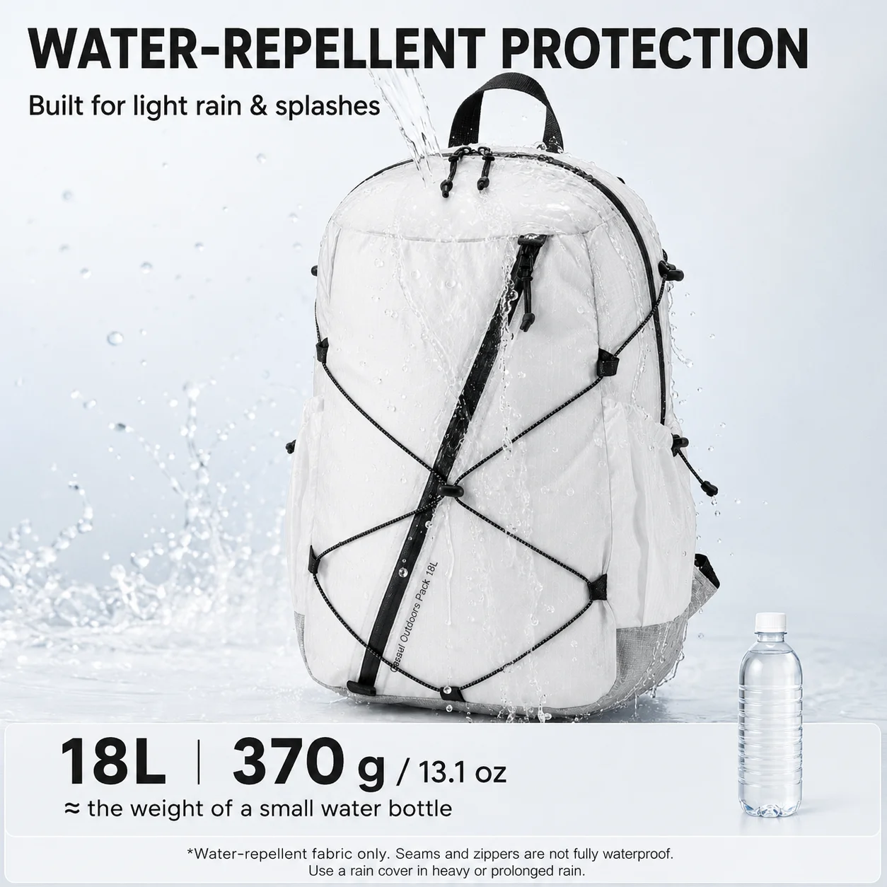 Ultralight Hiking Backpack 18L Sailcloth Fabric FIBERMAX44 Waterproof Anti-tear Trek Rucksack for Camping Sports Travel Unisex