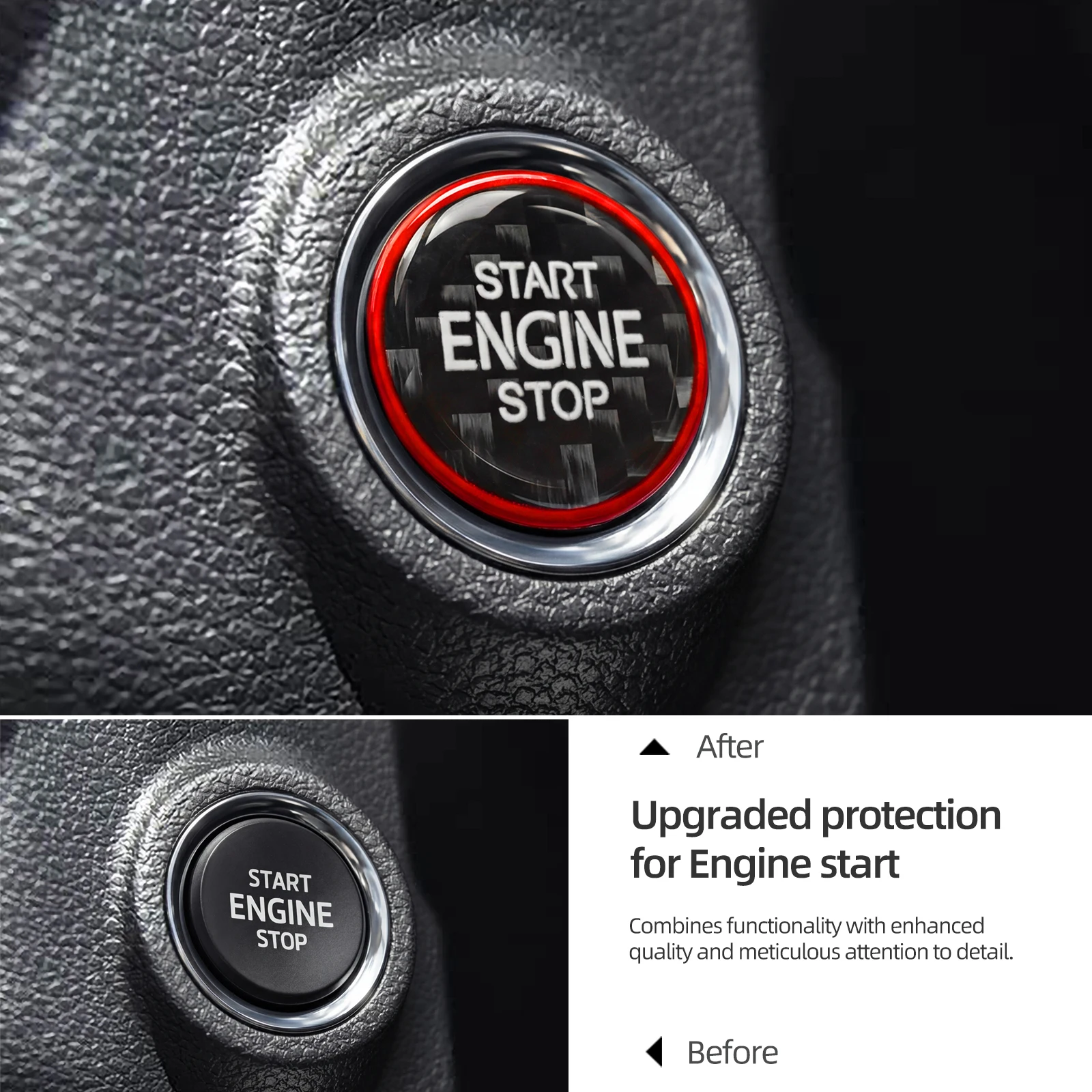 Carbon Fiber For Skoda Karoq Kodiaq Superb Octavia Scala Engine Start Stop Button Trim Sticker Tuning Car Interior Accessories view 5