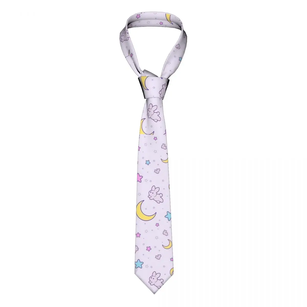 

Cute Rabbit Neckties Men Fashion Polyester 8 cm Classic Moon Pattern Neck Tie for Mens Accessories Cravat Wedding Cosplay Props