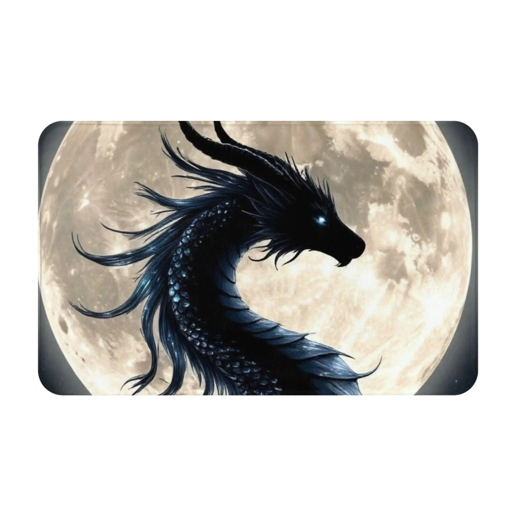 Moon Dark Sea Dragon Silhouette Non-slip Mat Bathroom  Entrance Doormat Home Decor