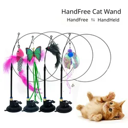 Pet Cat Toy Cat Wand Fluffy Feather With Bell Sucker Cat Stick Toy Interactive Toys for Cats Kitten Hunting Exercise Pet Product