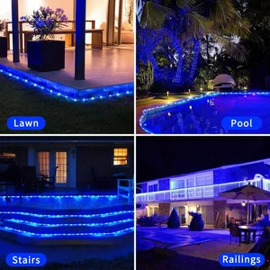 Solar Powered Christmas Tree Flexible Fairy Tube Rope String Lights W/Remote Control Copper Wire Outdoor Decoration Halloween