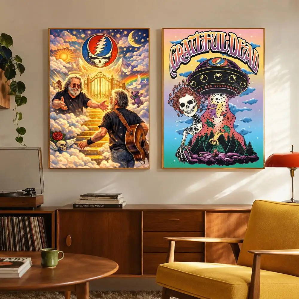 Classic Rock Band Grateful Dead Poster Digital Solvent Print Waterproof PP Fade-Resistant Wall Art Room Decor Gift
