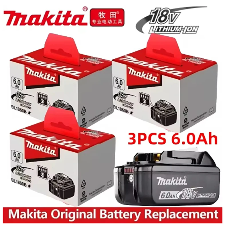 

Makita 18V 6000mAh Rechargeable Power Tools Battery 18V Makita with LED Li-ion Replacement LXT BL1860B BL1860 BL1850 Charger