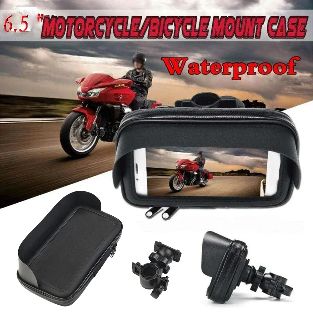 Motorcycle ATV Handlebar Holder Mount Bag Case For Mobile Phone GPS Waterproof Mobile Phone Bracket Waterproof Bag Black