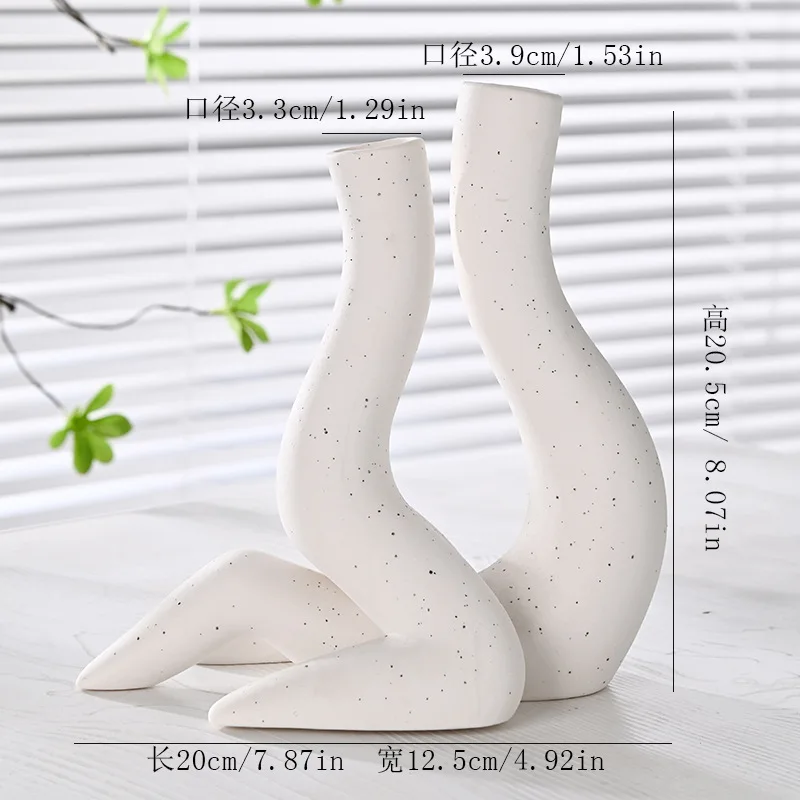 European-style Ceramic Art Vase Ins Creative Combination Home Decoration Ornaments Solid Color High-grade Human Body Flower