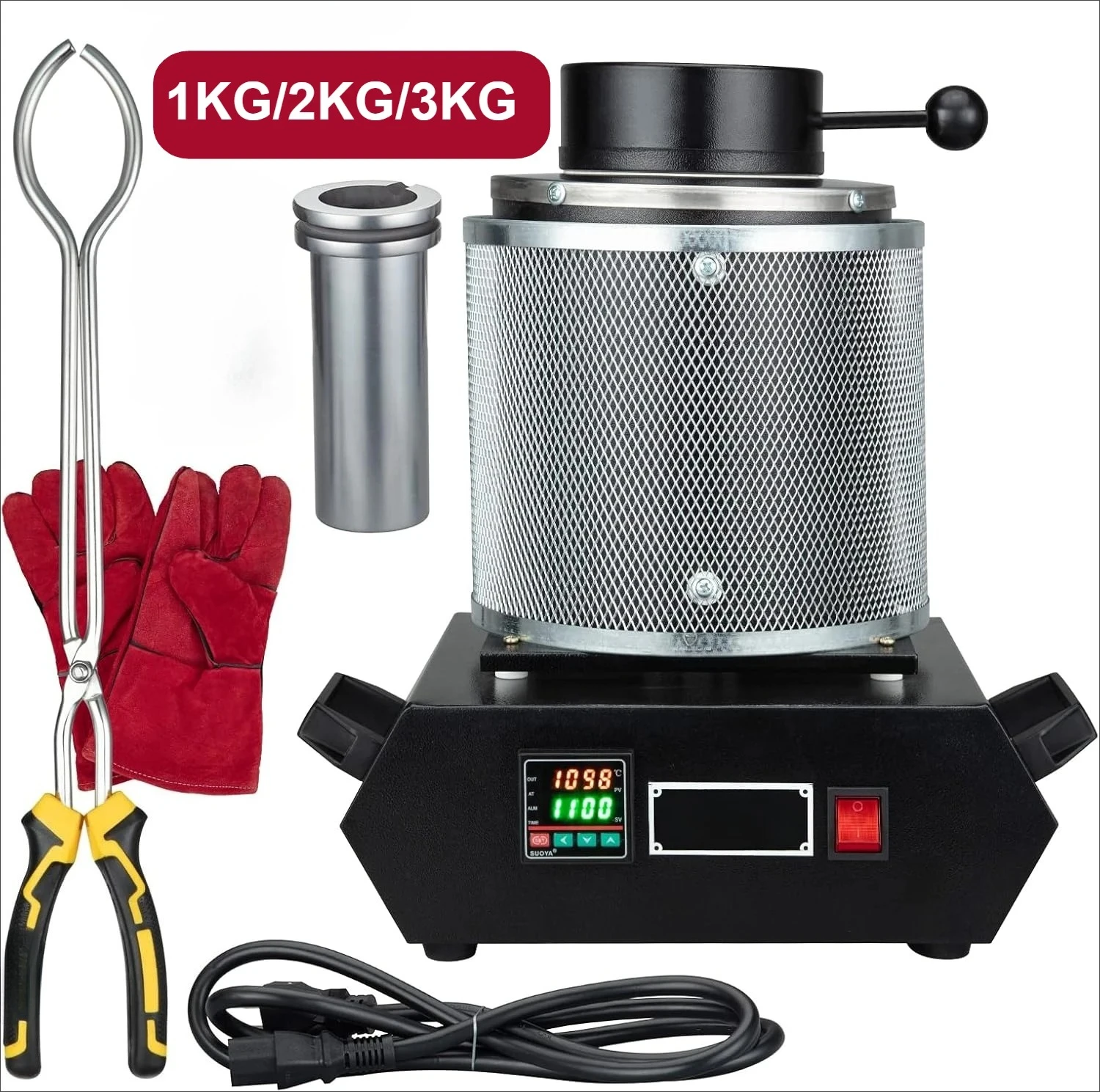 1/2/3KG Digital Gold Melting Furnace Refining Precious Metal Silver Jewelry Casting Tool Gold Copper Aluminum Jewelry Tools