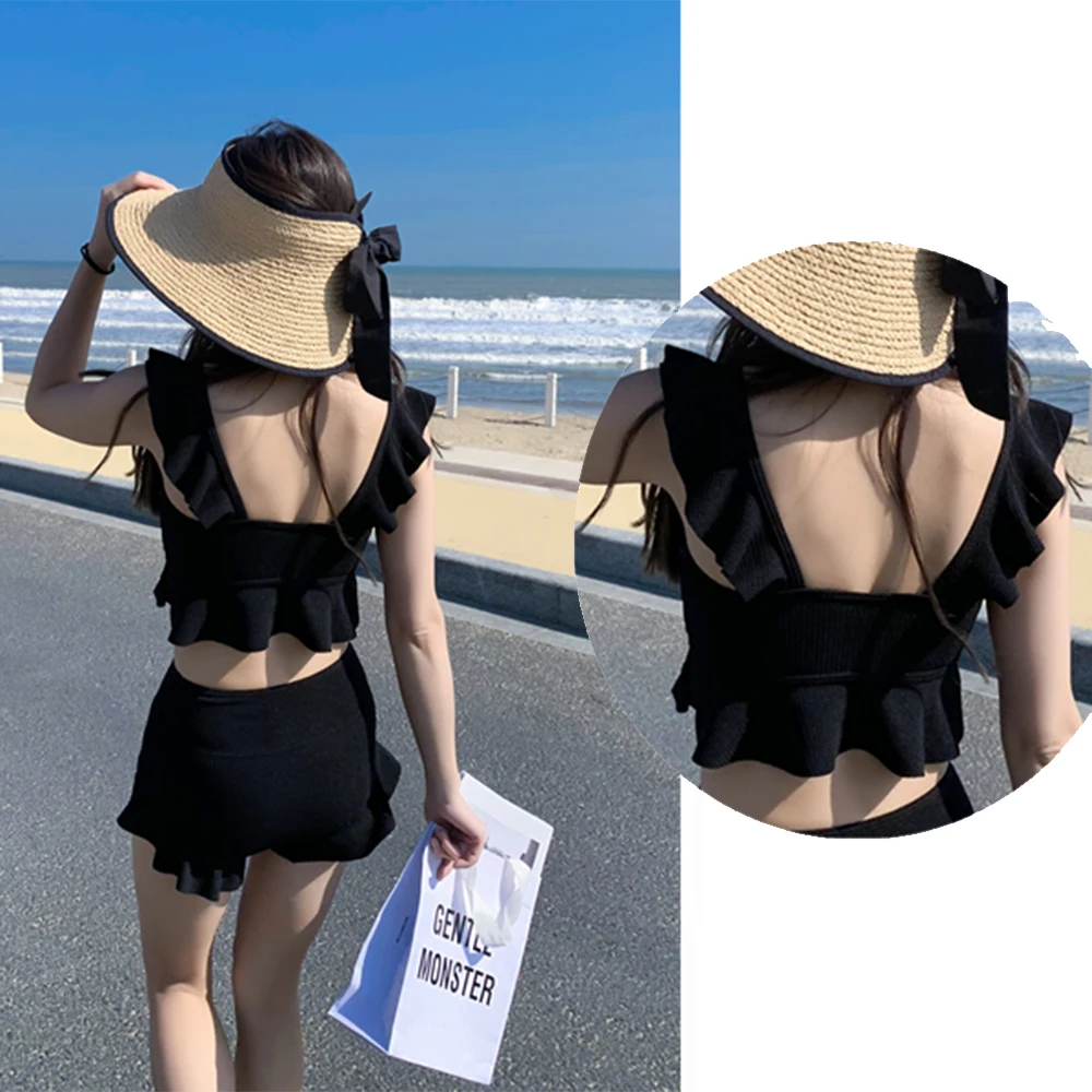 Swimsuit Female Korean Separate Two-Piece Sleeveless Top Conservative Thin Student Fairy Sexy Bikini Hot Spring Beach Swimwear