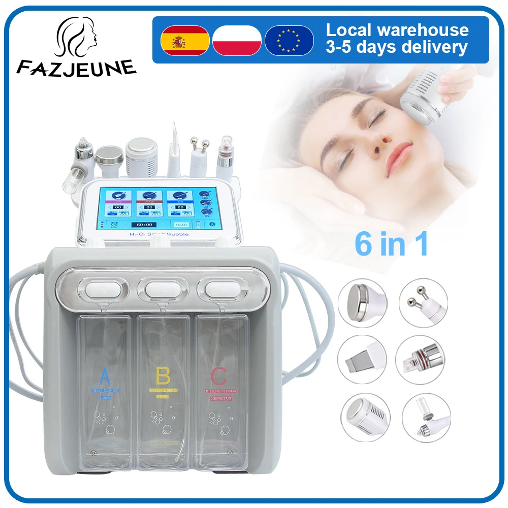 Image of 6-in-1 Dermabrasions-Gesichtsgerät Wasser-Sauerstoff-Kleinblasengerät Professionelles Hydra-Wasser-Dermabrasions-Schönheitsinstrument Gesichts-Spa Hautpflege Hautreinigung Hydro-Aqua-Peel-Spa