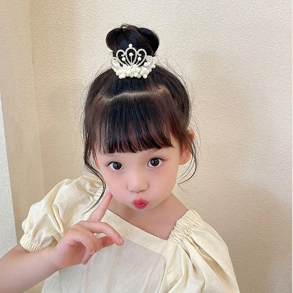 Japanese Lovley Elegant Headwear Princess Sweet Crown Hair Rope Korean Style Hair Rope Pearl Children's Headdress