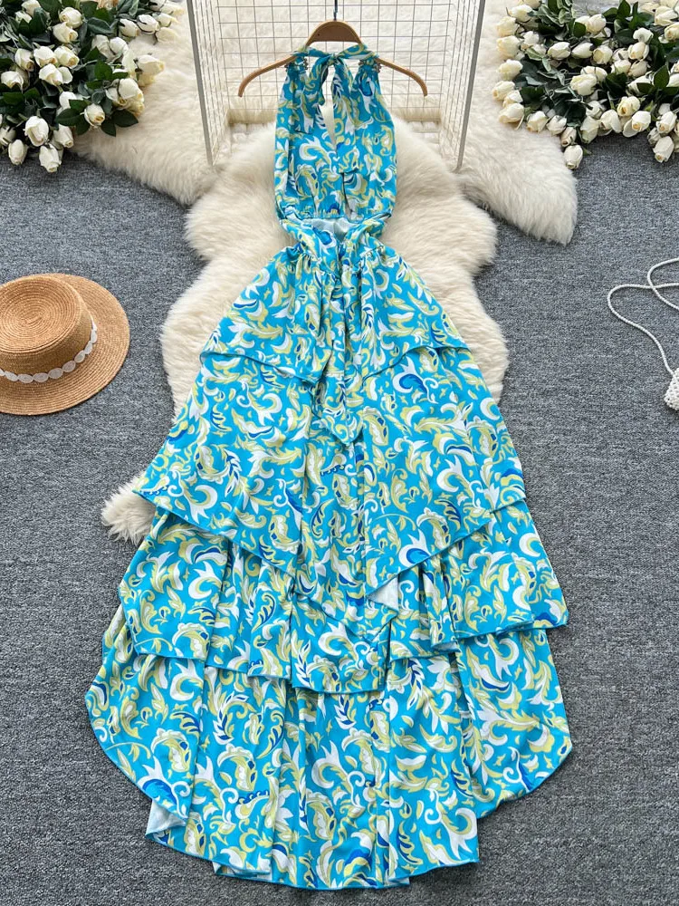 Strand Vaion Sle Blumendruck ter Dr Frauen Sommer Tiefe V Rüschen Pure Wünschenswert ort Rock Koreanische Hohe Taille A-Linie...