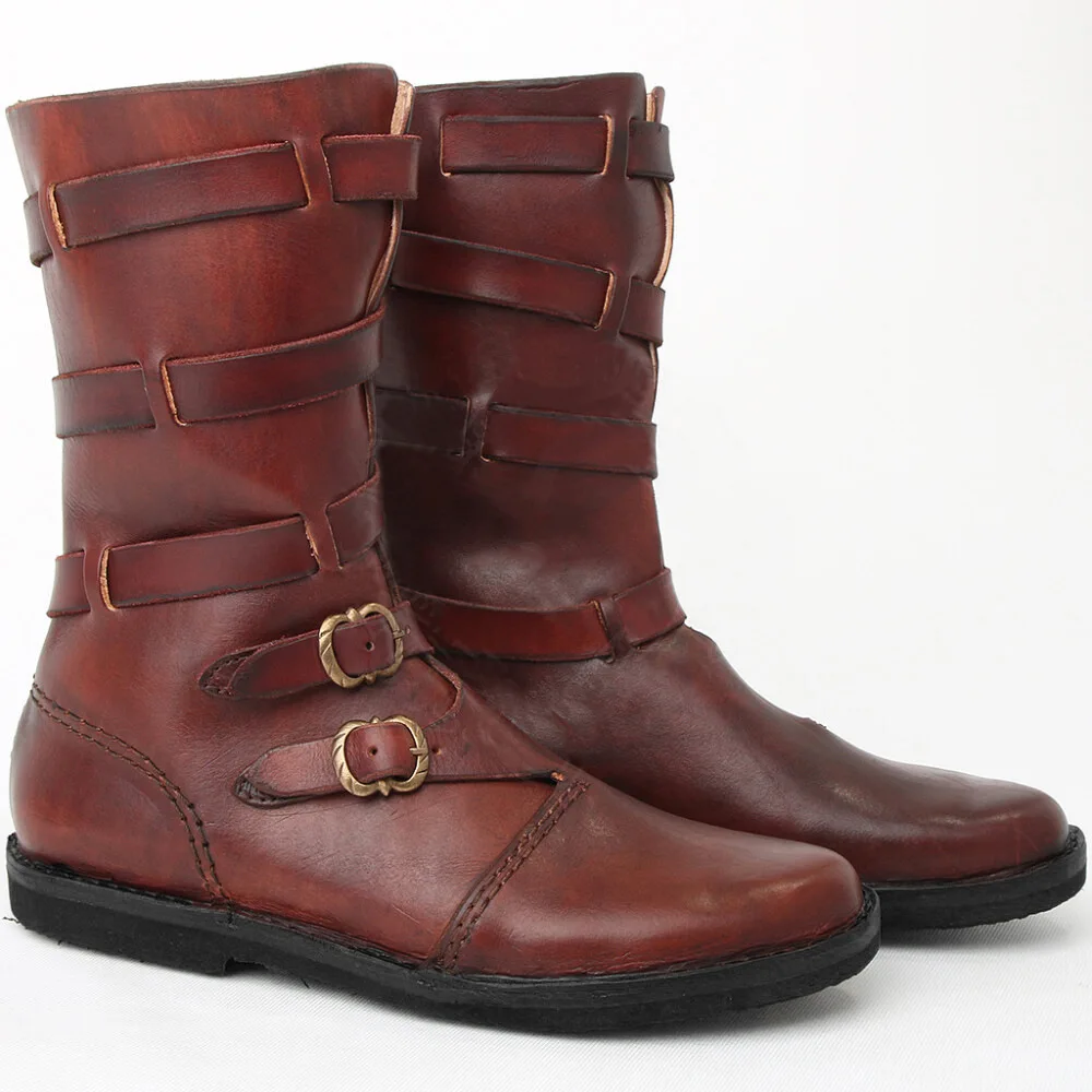 Mittelalterliche Piraten- und Ritterstiefel für Cosplay, Neue Europäische und Amerikanische Renaissance-Römerschuhe, Rollenspiel-Stiefel mit Runder Spitze und Niedrigem Absatz – Detail 7