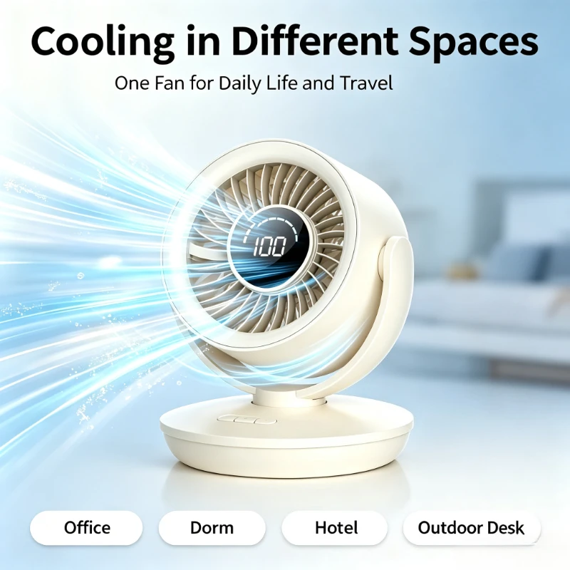 デスクトップ空気循環ファン-usb充電式-風向調整可能-ポータブル冷却ファン-寮-オフィス-寝室用