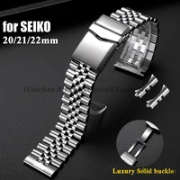 Correa de acero inoxidable 316L sólido de lujo, correa de 20mm, 21mm y 22mm para Seiko SKX007/009, accesorios de reloj para hombre con extremo curvo Jubilee