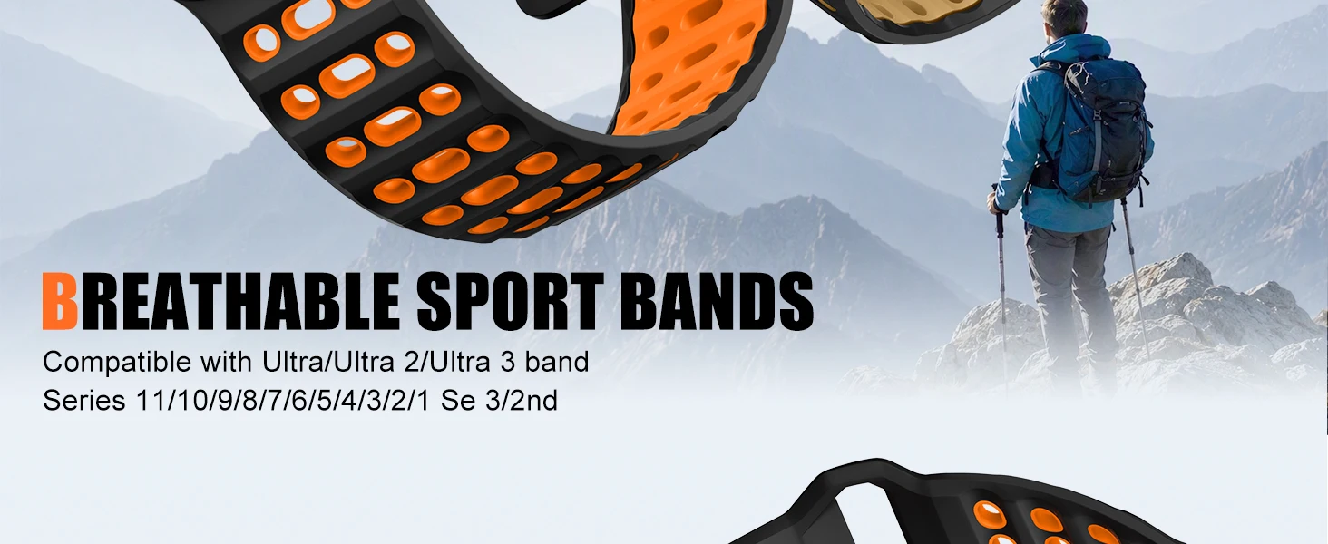 Armbänder für Apple Watch Ultra 4 3 Band 49mm 46mm 45mm 44mm 42mm, Sportarmband aus Silikon, Farbe: Ozean, Correa iWatch Serie 12 11 10 SE 9 8 – Detail 2