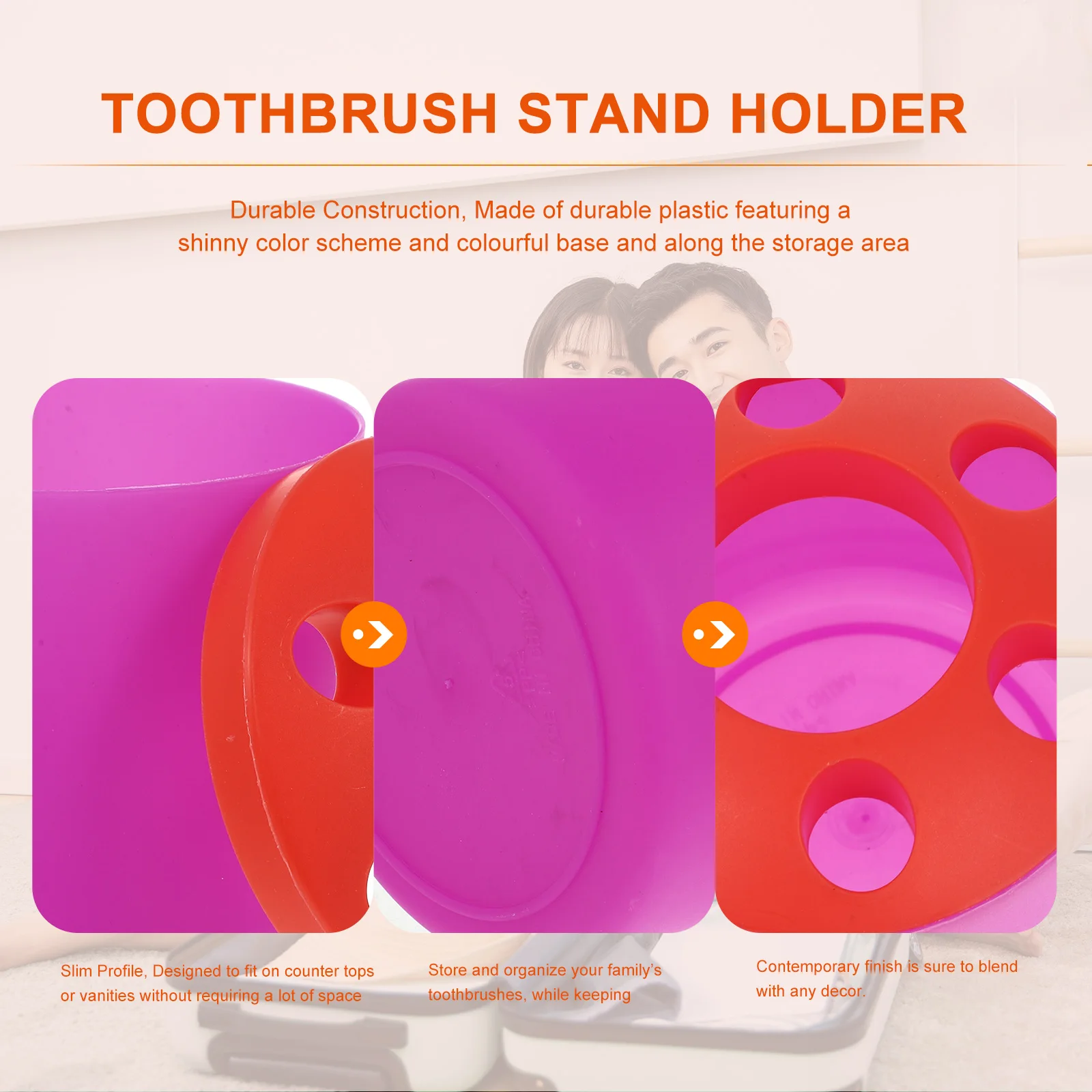 

Toothbrush Holder Large ganizer for Bathroom Countertop St Toothpaste Storage Construction Slim Profile Four Slotted