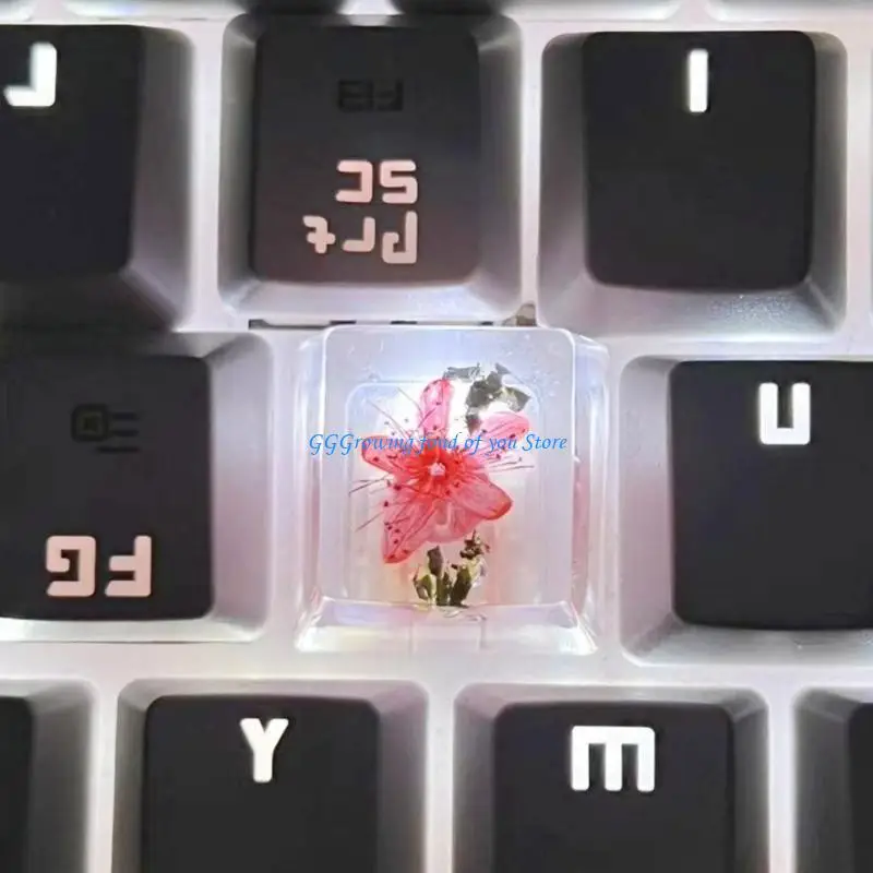 

H9EB Epoxy Resin Artisanal Keycap With Real FlowerOEM Height For Mechanical Keyboards