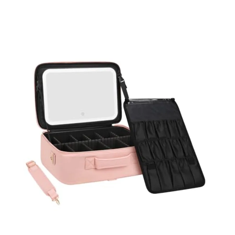 

Relavel Makeup ag wit LED Mirror 16.2 inces Lar Makeup Ca Travel Portale Cosmetic Orgazer Vaty Ca for Women Recarale Ligted Mir