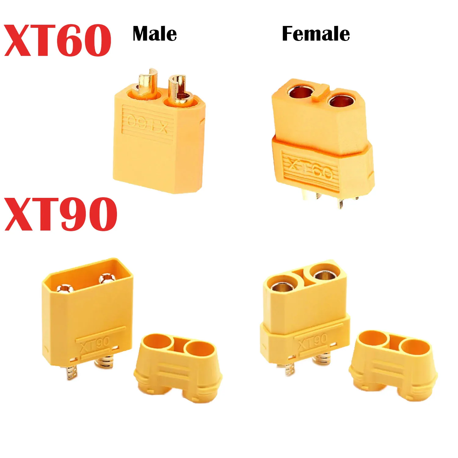 5 Paar XT60/XT90 T-Stecker männliche und weibliche Rundsteckverbinder – RC-Quadcopter, Lipo-Akku, RC-Drohnen- und Flugzeugzubehör
