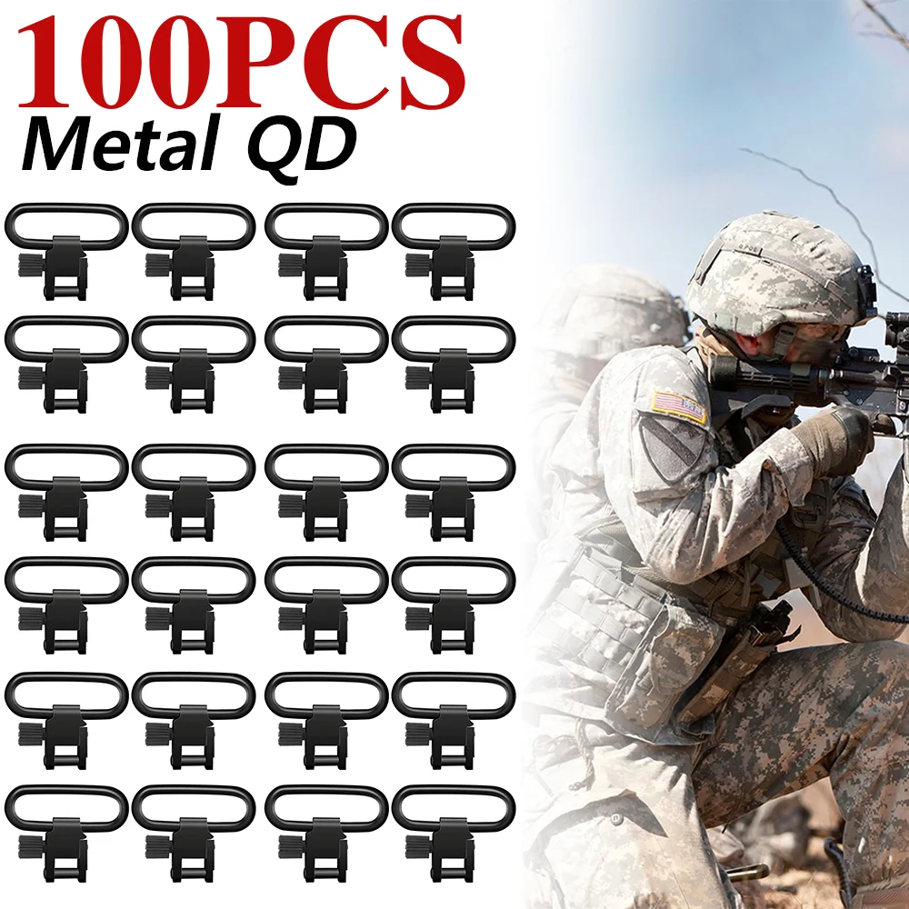 100pcs QD Sling Swivel Mount Adapter Metal Quick Detachable Gun Strap Sling Mount Ring Rifle Shotgun Hunting Gun Accessories