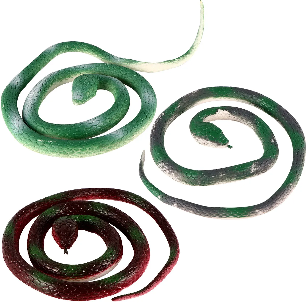 

3Pcs Imitated Snake Rubber Tricky Plaything Halloween Party Decoration Realistic Prank Prop for Fun Rubber Snake Toy