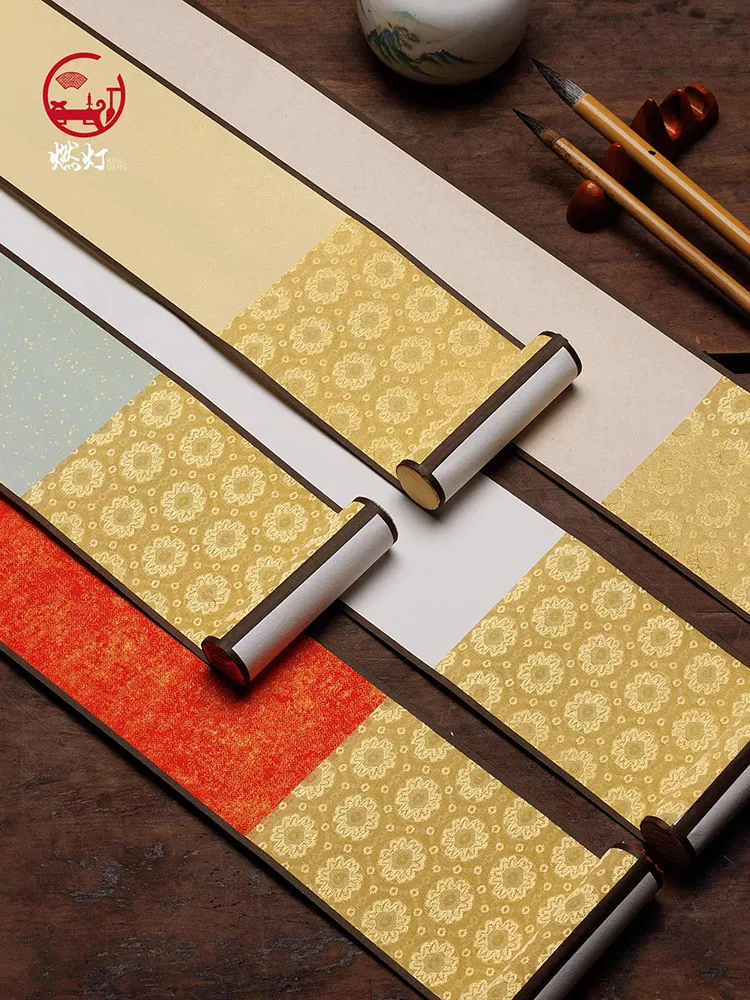 Mini Half-Ripe Xuan Paper Hanging Scroll, Small Chinese Calligraphy Scroll, Blank Rice Paper Roll for Brush Pen Writing