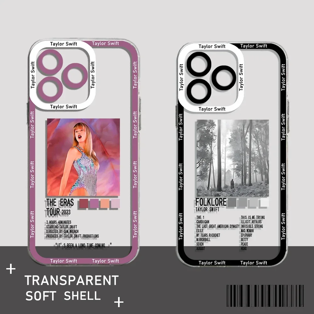 Hot Singer Poster Phone Case For-T-T-TaylorS iPhone 16 15 14 13 12 11 Mini Pro Max X XR 7 8 Plus Transparent Cover-S-S-Swifts