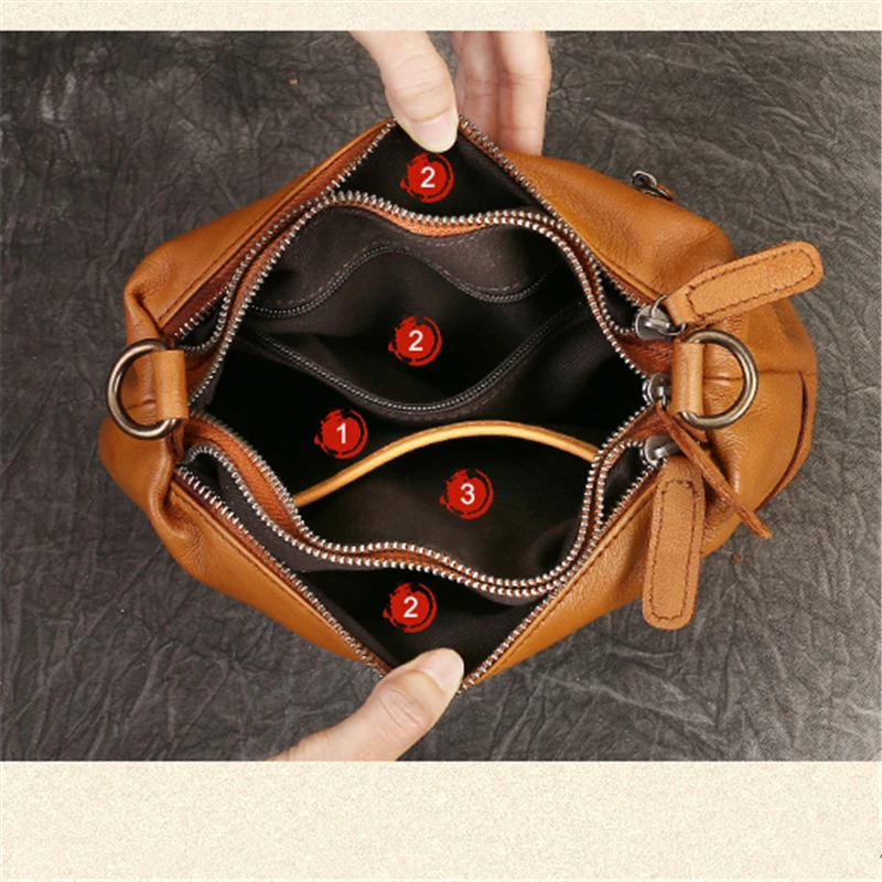 Nesitu High Quality Vintage Embroidery Brown Coffee Black Lady Women's Genuine Leather Shoulder Messenger Bags Phone Purse m9105