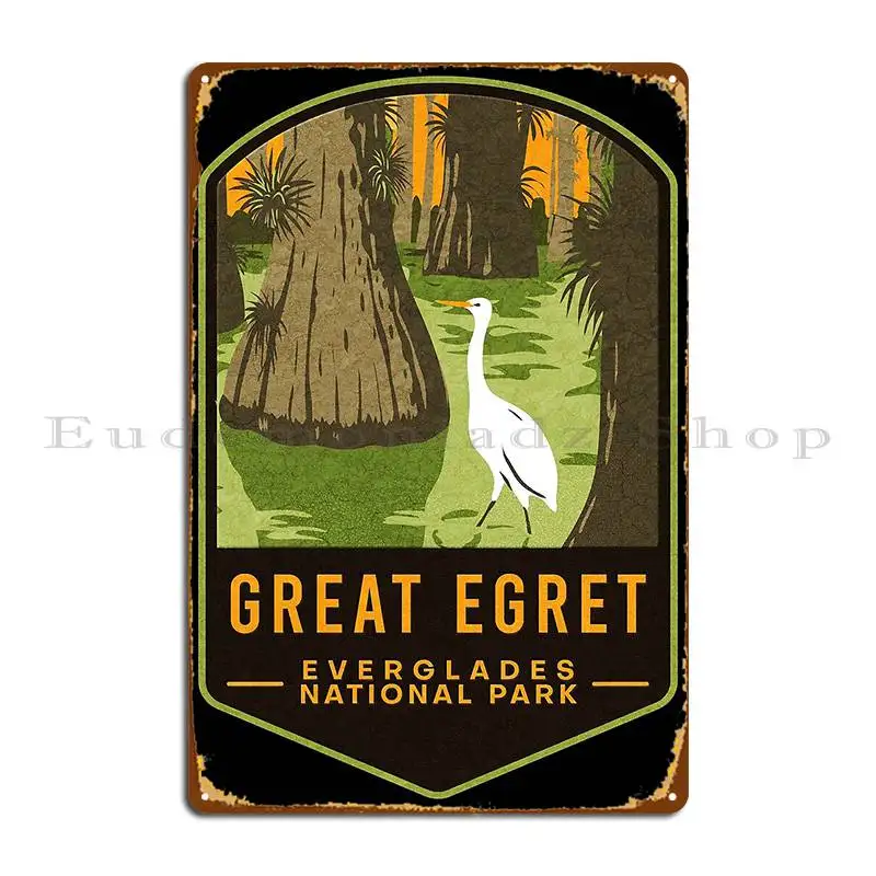 Everglades National Park Egret Metal Signs Printing Wall Plaque Character Pub Plates Funny Tin Sign Poster