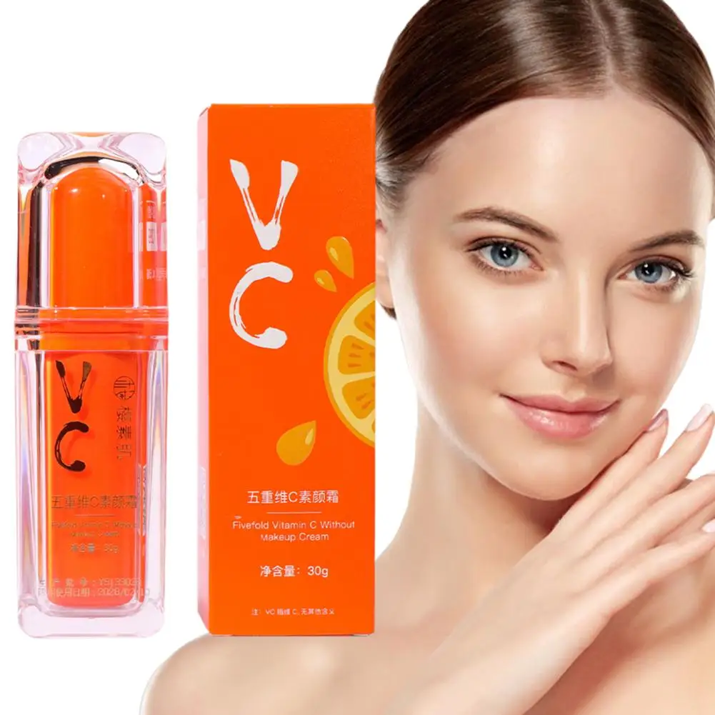 Vitamin C Face Cream Whitening Five VC Tone Up Cream Moisturizer Spots Aging Skin Care Anti Remover Brightening Pimple Wrin Y9W1