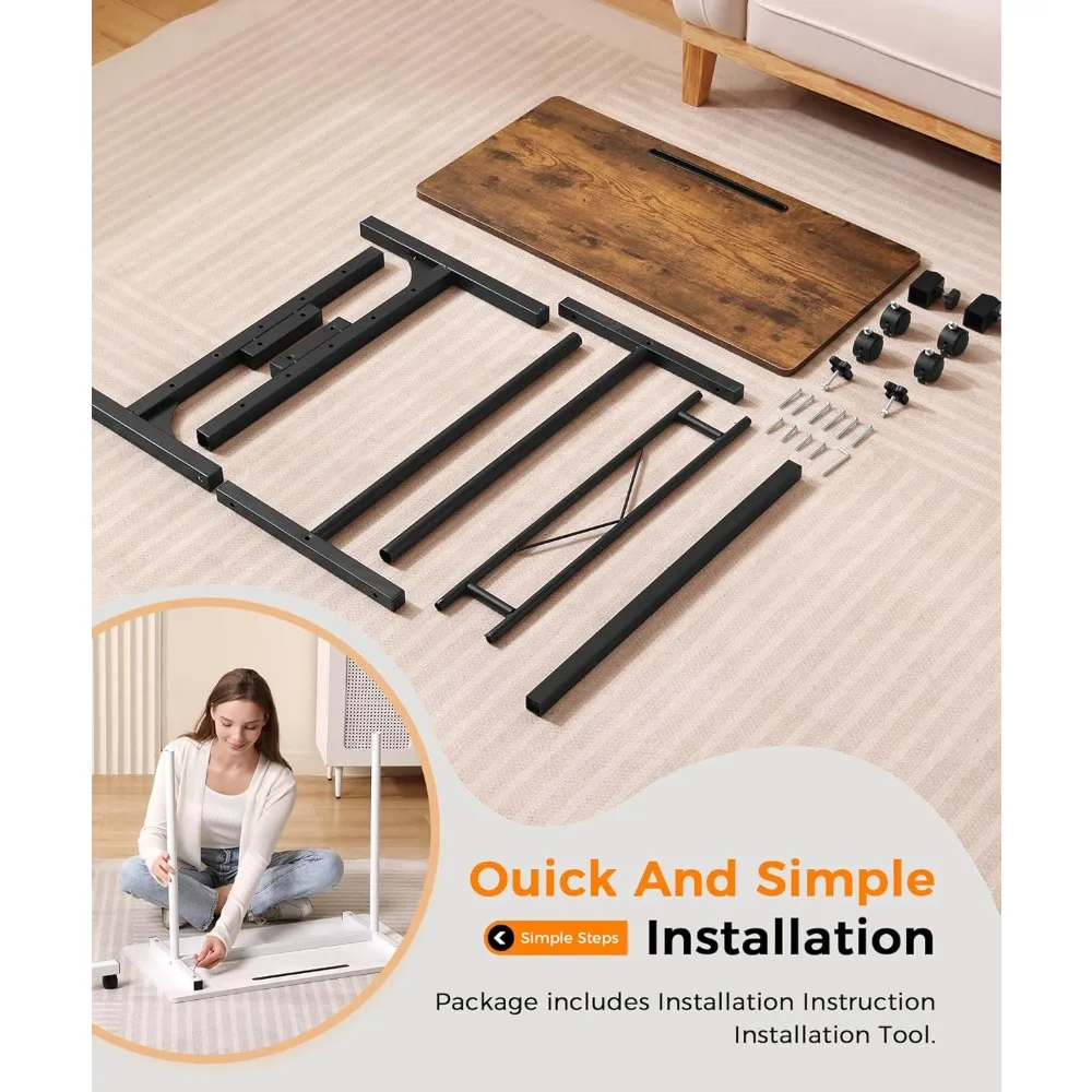 Adjustable Height Standing Desk with Wheels, Portable Mobile Laptop Table for Home Office, Sit Stand Ergonomic Workstation