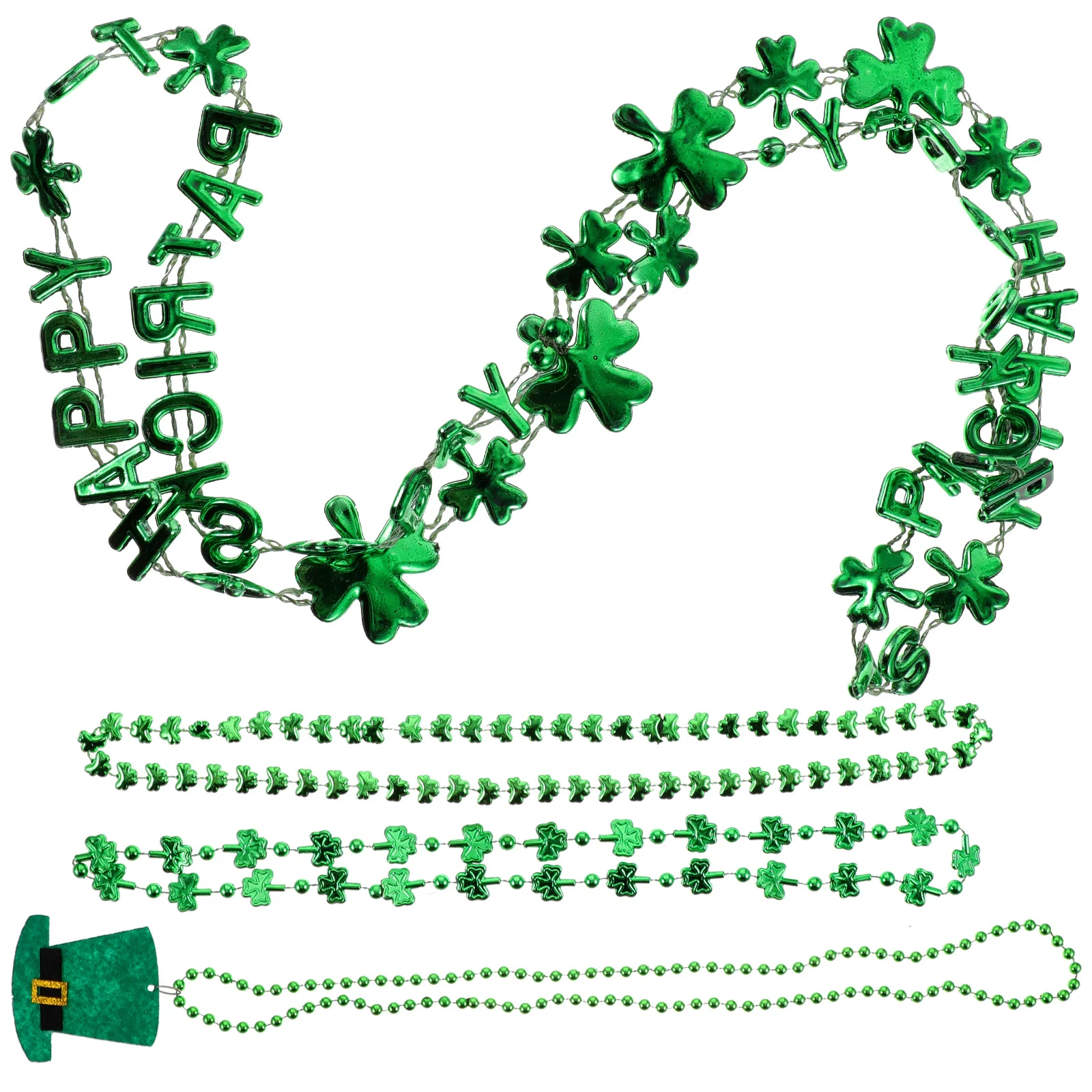 4 قطعة قلادة خضراء فكرة هدية الاحتفال بعيد القديس باتريك حجم صغير سهل الارتداء وتخزين قلادات عيد القديس باتريك