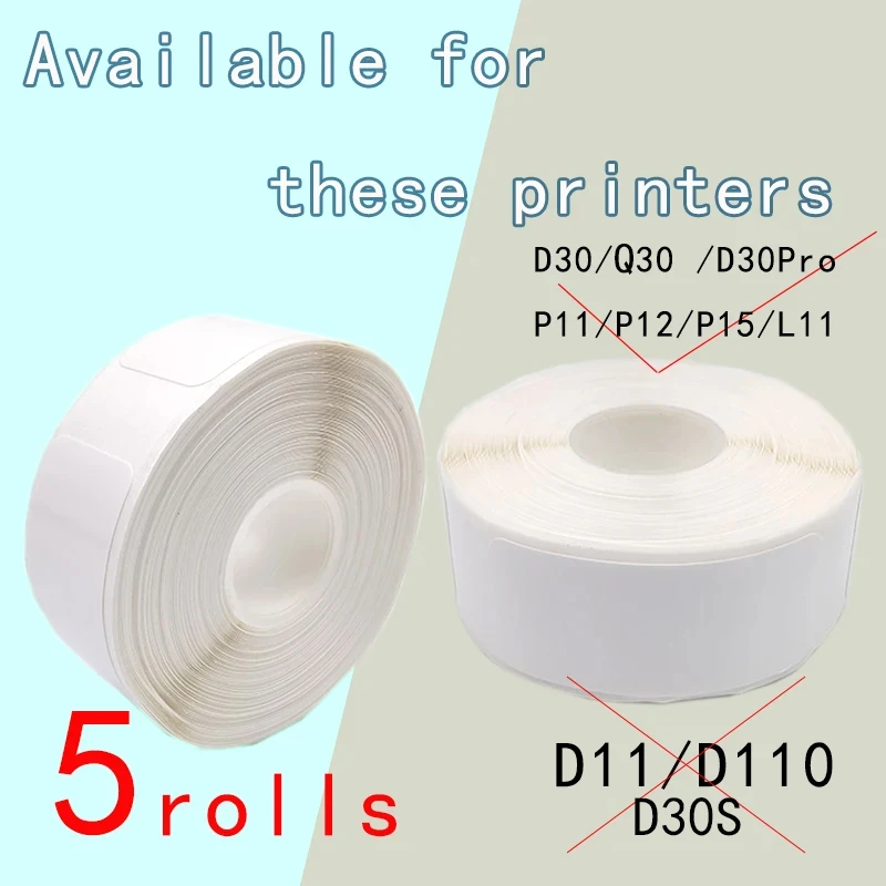 

5PK P15 label Paper P11 Adhesive15*30white Lable tape Suit for Pristar P15 D30 P12 Label tape P11 Thermal Label