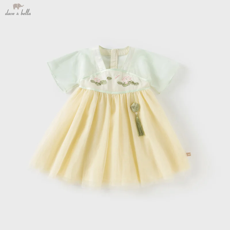 

Dave Bella Children Dress Spring Summer Girls Baby Hanfu Mesh Skirt Chinese Style Sweet Gentle Outerwear Kids Clothing DB2251851
