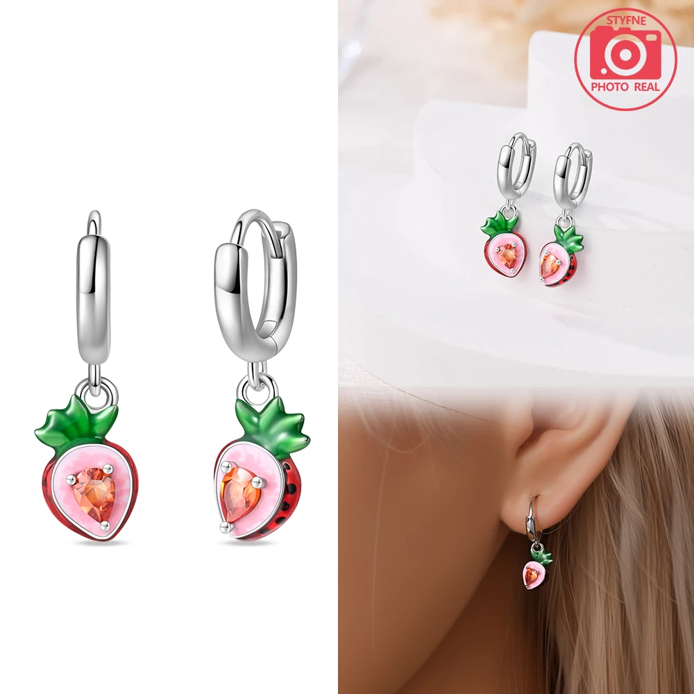 الفراولة الكرز الملونة الحلو رومانسية انخفاض الأقراط هوب أقراط للنساء الأزياء الأقراط والمجوهرات الهدايا الموقع الرسمي #3