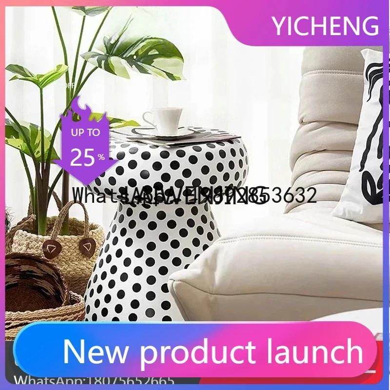 A31-Creative Fiberglass Mushroom Stool Polka Spoted Zebra Striped Small Side