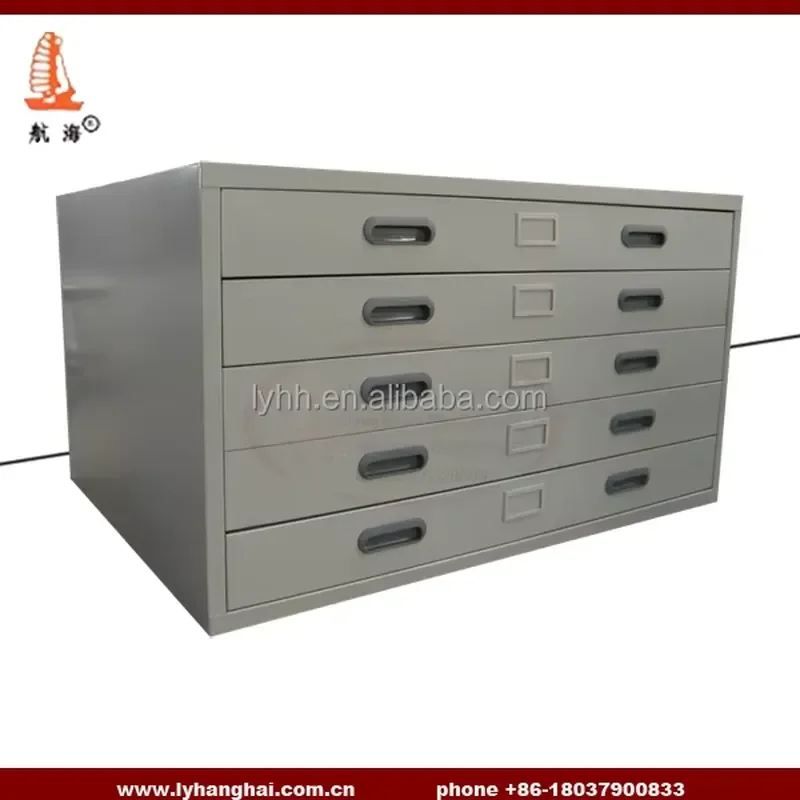 Lockable Steel Flat File Cabinet 5 Drawer A3 Engineering Drawings Map Plans Storage Office Furniture