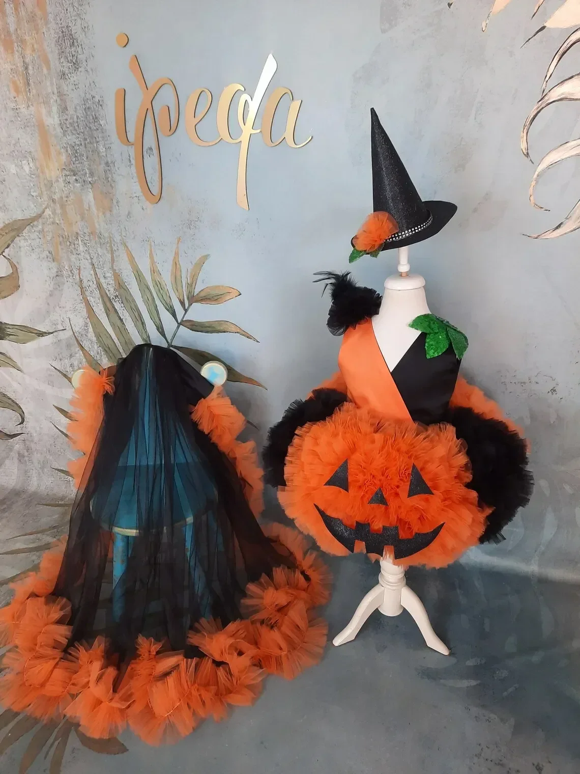 Costume d'Halloween en Tulle Noir et Orange pour Bébé Fille, Robes de ixd'Anniversaire, Nministériels d à Volants, Tenue de Sainte Communion pour Enfants en Bas Âge