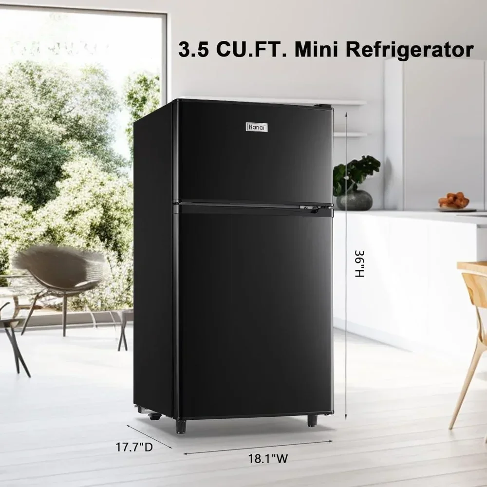 3.5 Cu.Ft Mini Fridge, Adjustable Thermostat, Adjustable Removable Shelves Refrigerator Suitable for Dorm Garage and Office.