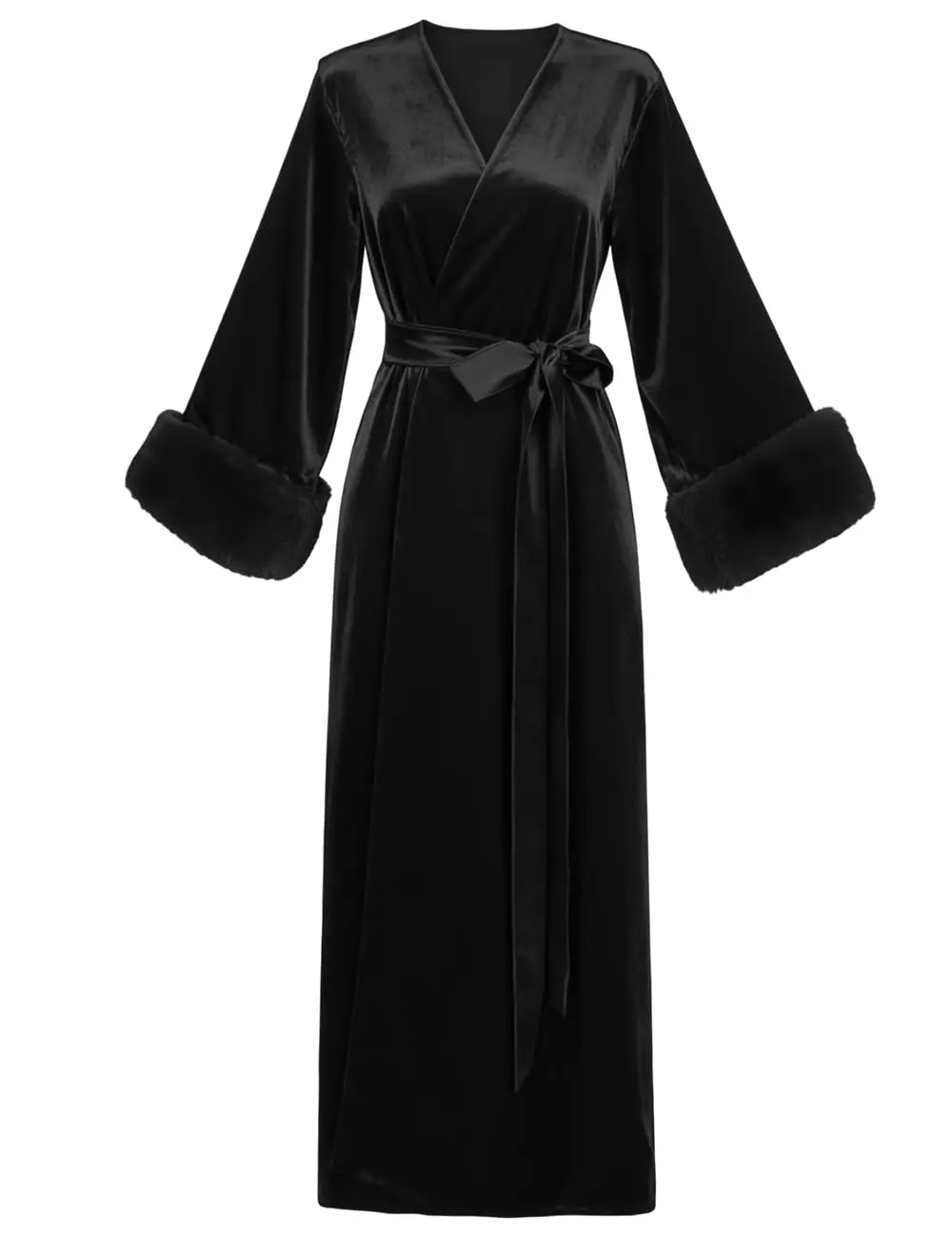 Women's Velvet Bridal Dressing Gown Sleepwear Feather Bridal Robes Sexy Lingerie for Women