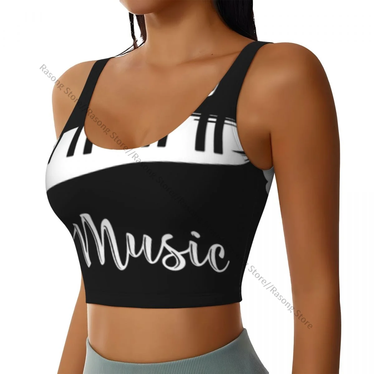 Sports Bra Women Running Yoga Clothes Vest Music Element Piano Keys Gathering Fitness Vest