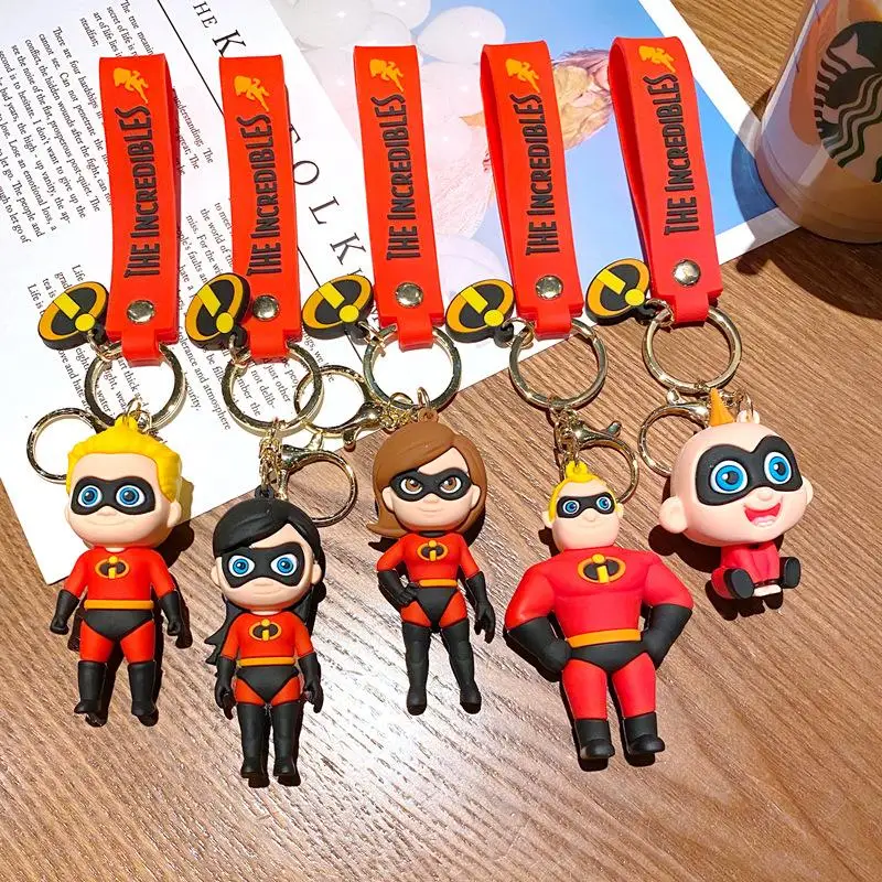 The Incredibles Key Chain Kawaii Disney Cute Anime Mr. Incredible Kids Toys Backpack Pendant Decorative Accessories Car Keychain