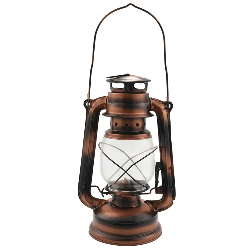 25Cm Iron Antique Bronze Oil Lanterns (Cover) Nostalgic Portable Outdoor Camping Lamp Leak Proof Seal Outdoor Camping Light