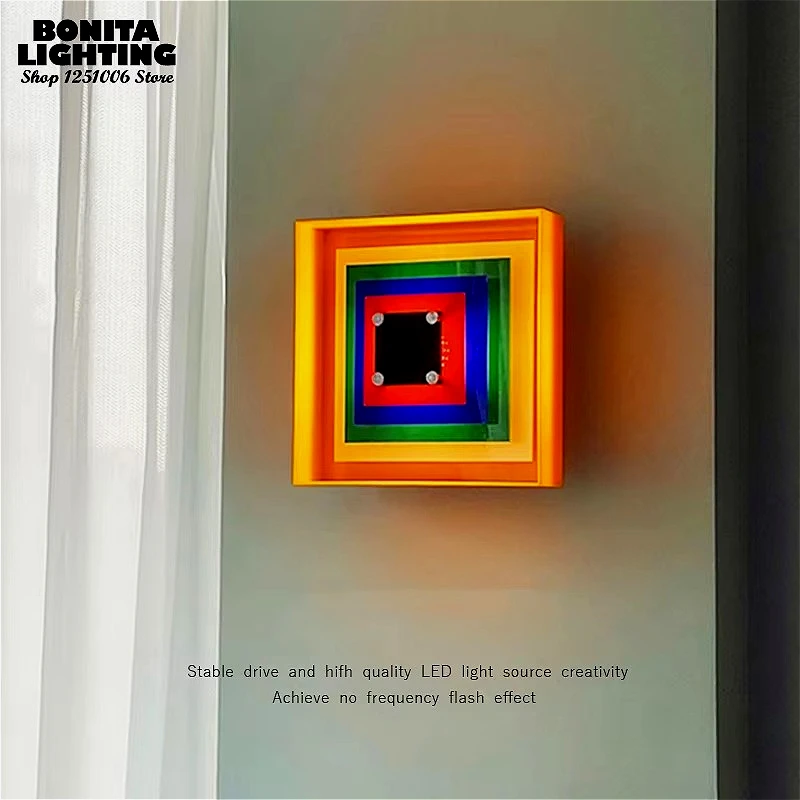 Modern Pixel Wall Sconces Light Corridor Bedroom Coffee Shop Colorful Atmosphere Creative Geometric Solid Figure Mural Wall Lamp
