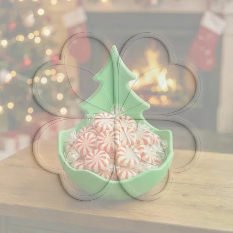 3D Printed Christmas Tree Candy Dish Tea Light Holder, Plastic Multifunctional Storage Bowl, Holiday Desktop Decoration Ornamen