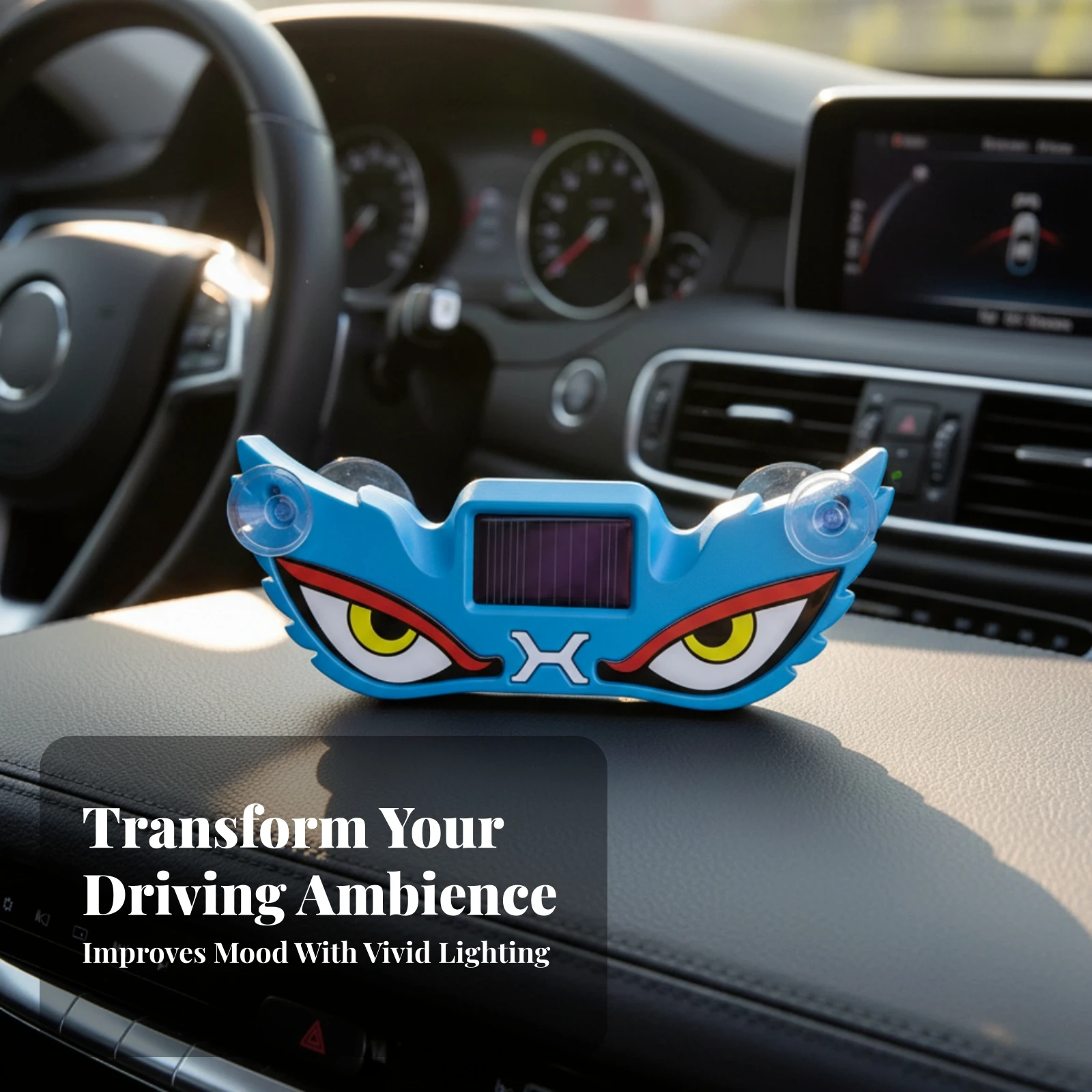 Evil-eye Shaped Suction Cup Car Light Solar Powered Vehicle Item for Daily Use Interior Decor in Cars view 6